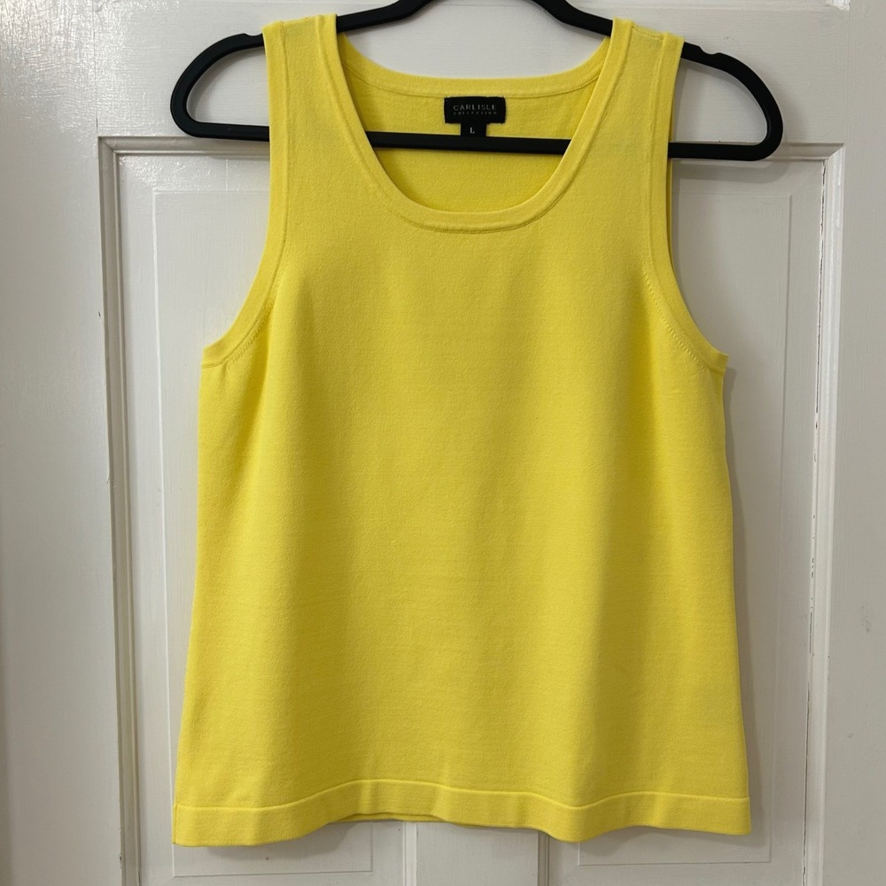 Carlisle Collection Knit Tank Shell Top Sz L Bright Yellow Classic Resort Travel